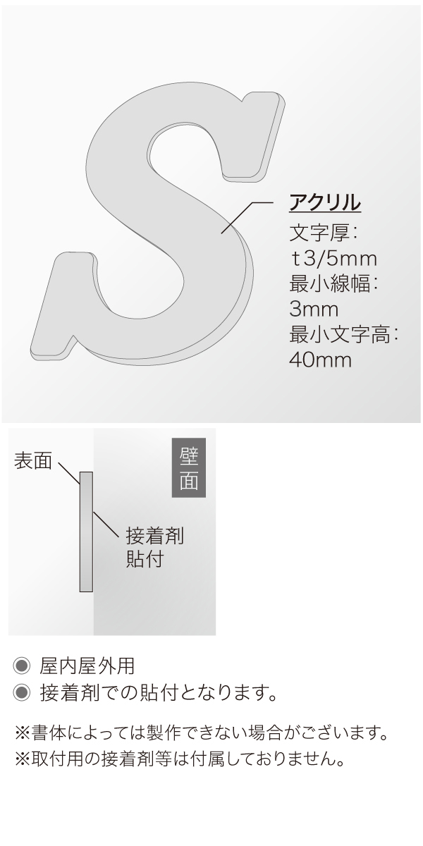 アクリル切文字 仕様図