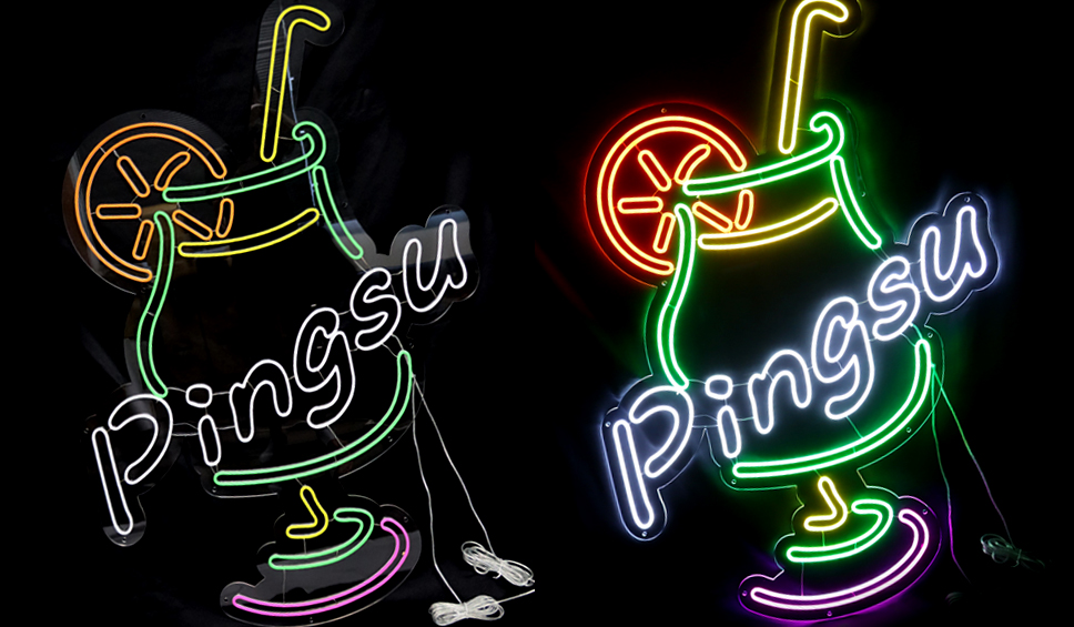 LEDネオンサイン看板製作のご紹介 大きなシンボルが映えスポットになる♪フォトジェニック型ネオン。