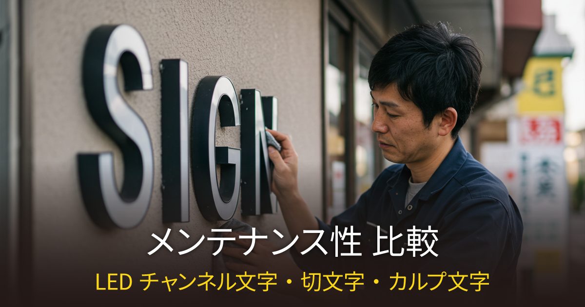 LEDチャンネル文字・箱文字・金属切文字・カルプ切文字のメンテナンス性の違い｜比較