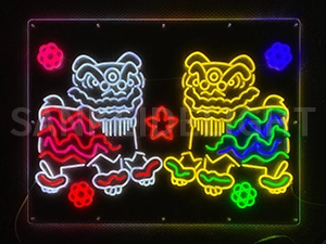 LEDネオンサイン｜ネオン看板のオーダー・製作事例（獅子舞/イラスト/カラフル）