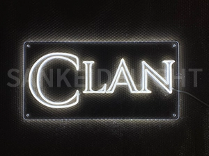 LEDネオンサイン｜ネオン看板のオーダー・製作事例（CLAN/英字/ホワイト）