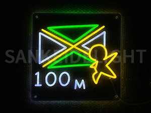 LEDネオンサイン｜ネオン看板のオーダー・製作事例（100M/イラスト/ホワイト/グリーン/イエロー）