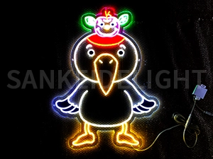 LEDネオンサイン｜ネオン看板のオーダー・製作事例（アヒル/イラスト/カラフル）