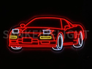 LEDネオンサイン｜ネオン看板のオーダー・製作事例（車/イラスト/レッド/ホワイト/イエロー）