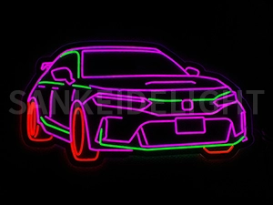 LEDネオンサイン｜ネオン看板のオーダー・製作事例（車/イラスト/レッド/パープル/グリーン）