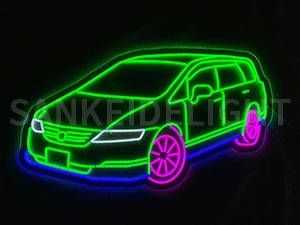 LEDネオンサイン｜ネオン看板のオーダー・製作事例（車/イラスト/ブルー/パープル/グリーン）
