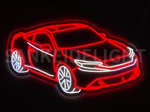 LEDネオンサイン｜ネオン看板のオーダー・製作事例（車/イラスト/ホワイト/レッド）