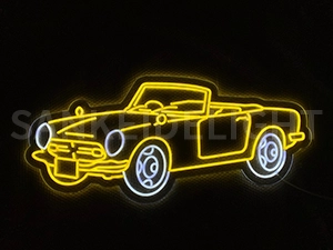 LEDネオンサイン｜ネオン看板のオーダー・製作事例（車/イラスト/ホワイト/イエロー）