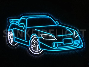 LEDネオンサイン｜ネオン看板のオーダー・製作事例（車/イラスト/ホワイト/スカイブルー）