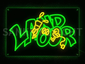 LEDネオンサイン｜ネオン看板のオーダー・製作事例（LANDOOR/英字/グリーン/イエロー）