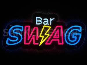 LEDネオンサイン｜ネオン看板のオーダー・製作事例（bar swag/英字/パープル/ブルー/イエロー/ホワイト）